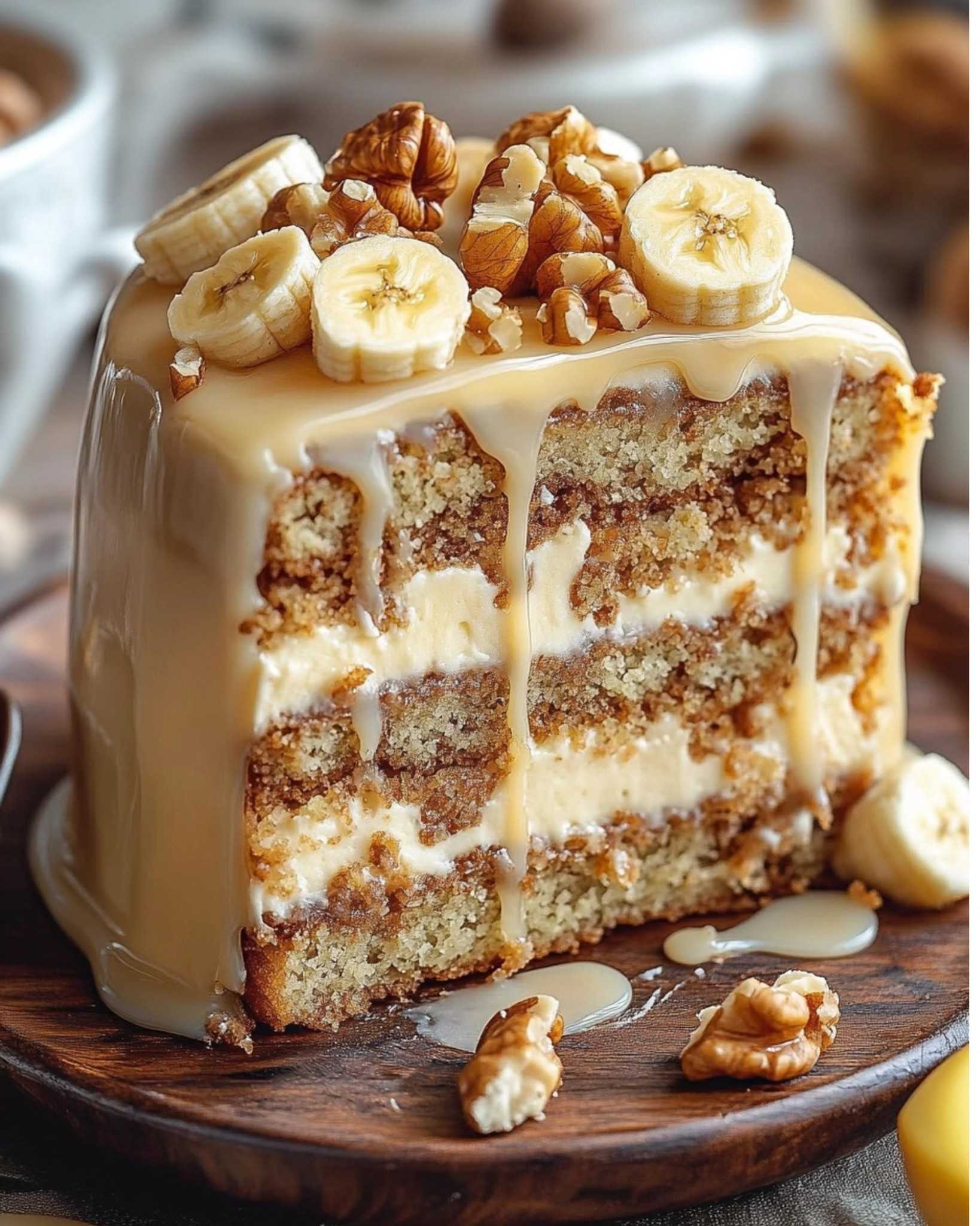 Heavenly Banana Walnut Cream Cake