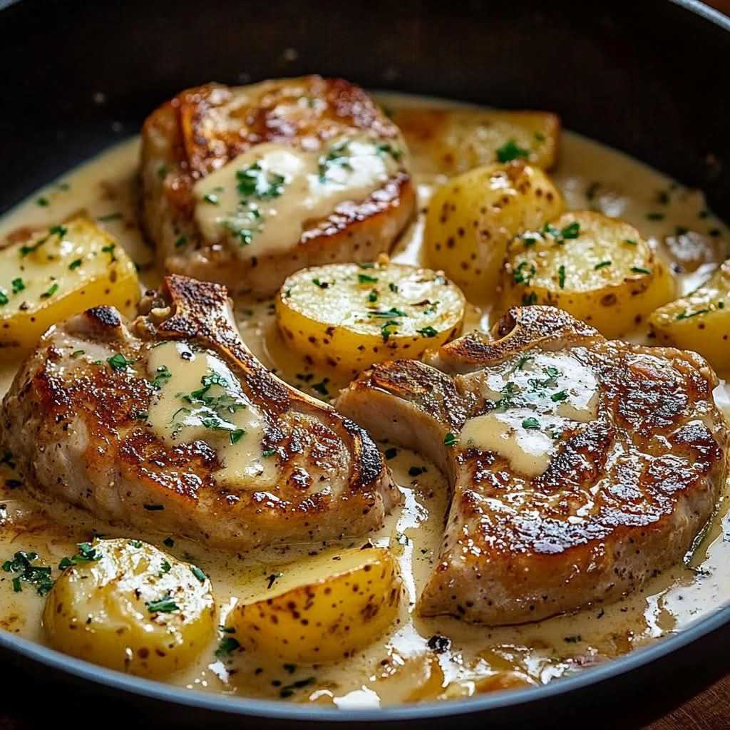 Pork chops with scalloped potatoes