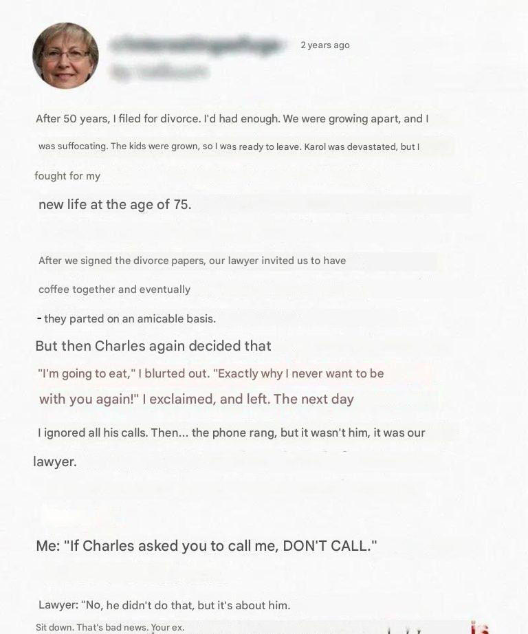 A divorce after 50 years that she soon regretted