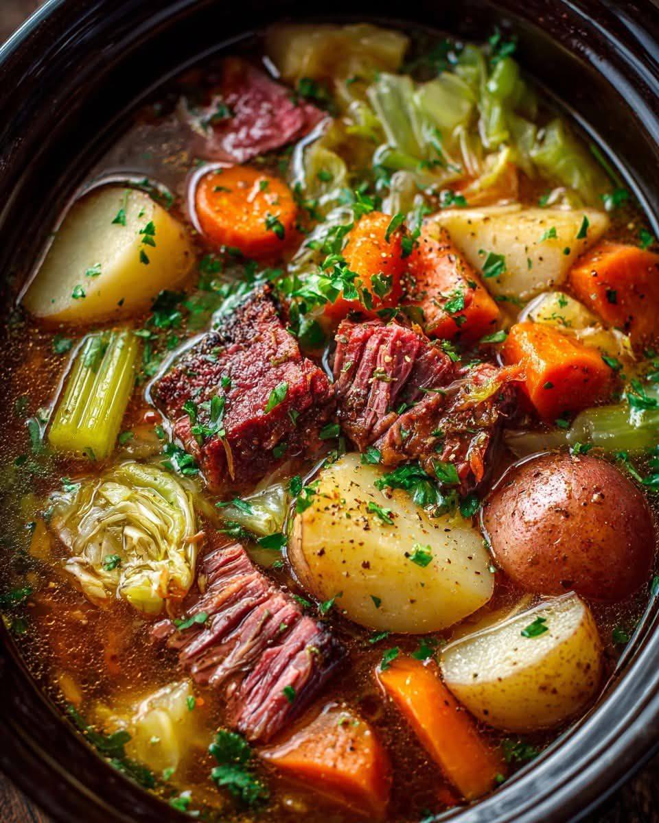 Comforting Irish-Style Corned Beef and Cabbage Stew – Hearty, Cozy, and Full of Old-World Flavor!