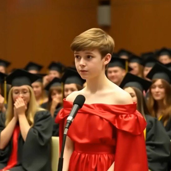 During the graduation ceremony, my son arrived wearing a puffy red gown. The room…