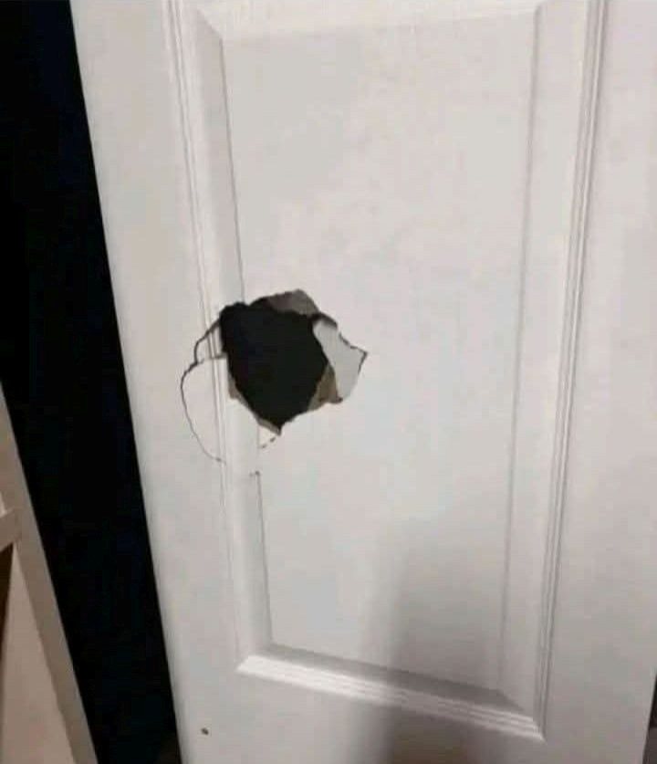 My fiancé cornered me and punched a hole in the door during an argument.