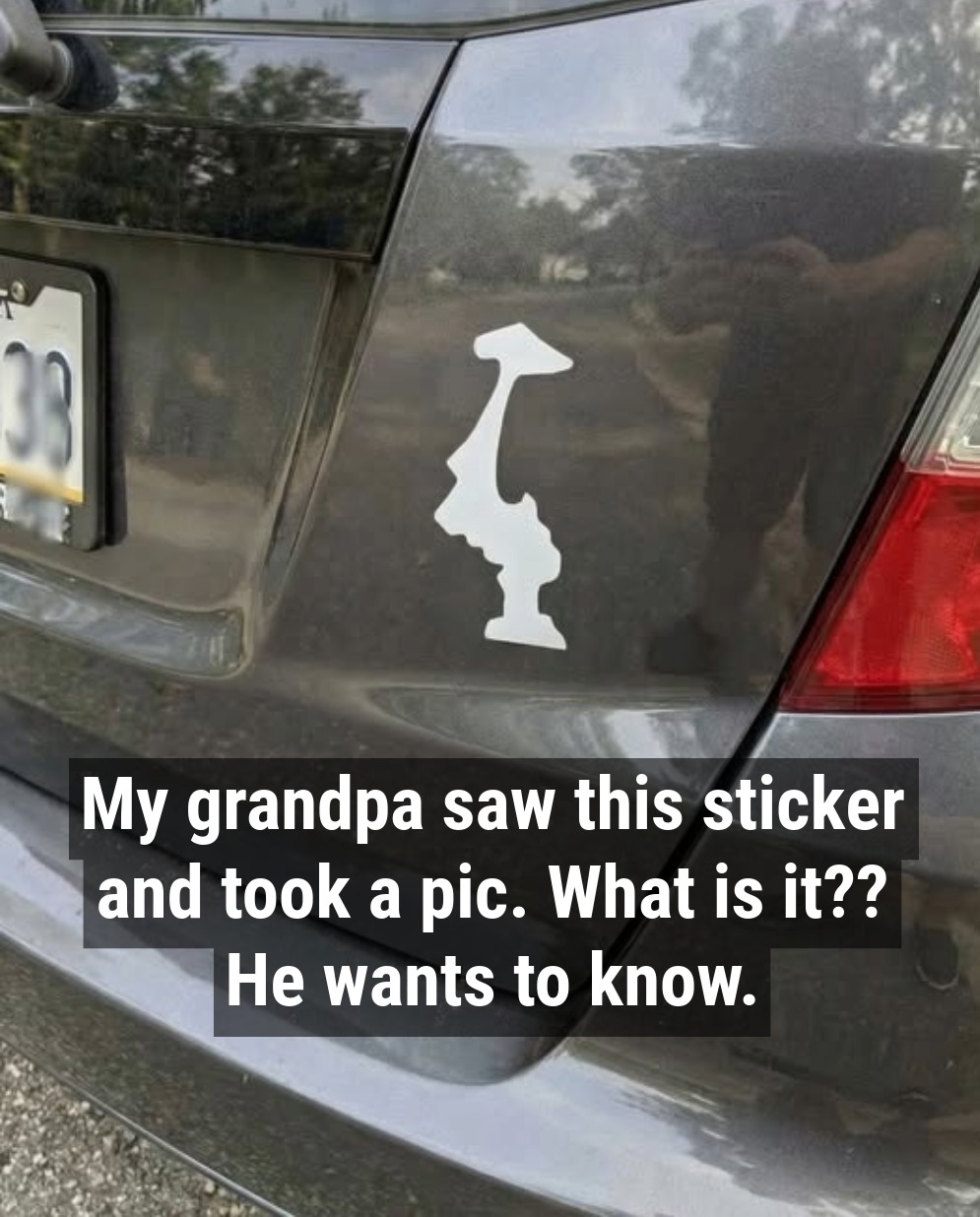 My grandpa saw this sticker and took a pic. What is it?? 🤯🤯 He wants to know.